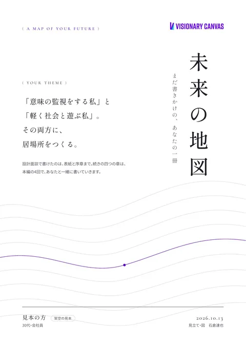 見本の一冊「未来の地図」の表紙（架空の方）